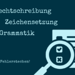 Rechtschreibung. Zeichensetzung. Grammatik. Logo und Grafik.