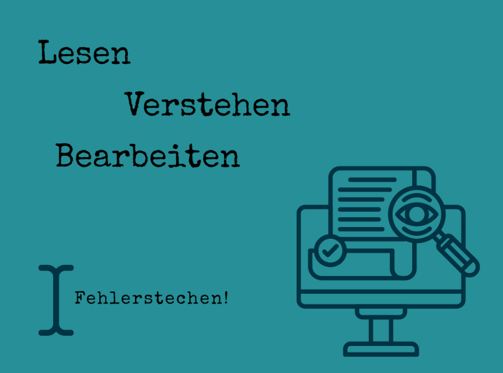 Lesen. Verstehen. Bearbeiten. Logo und Grafik.